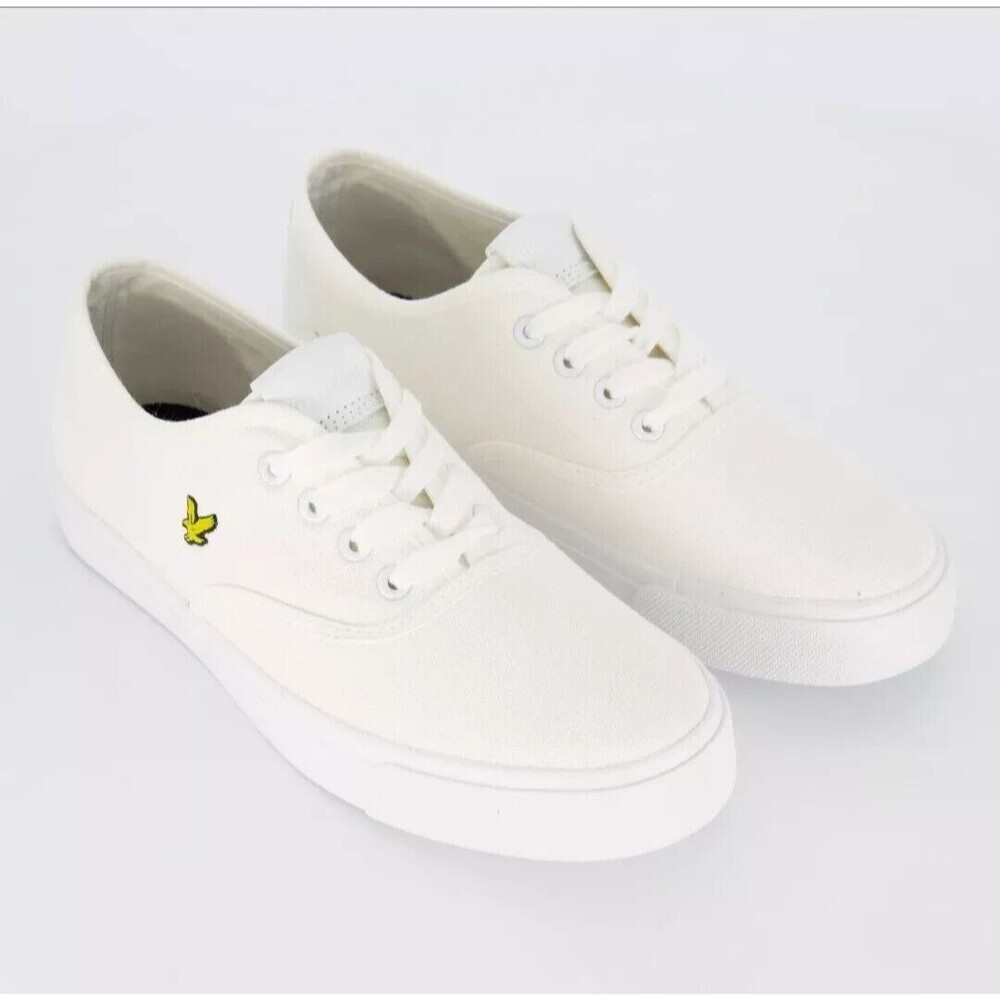 Lyle & Scott White Canvas Unisex Sneakers Women 9 Men 7.5 Minimalist Timeless